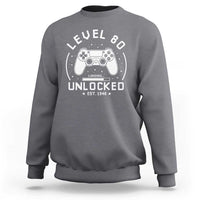 Level 80 Unlocked Video Gamer 80th Birthday Gift Sweatshirt Vintage 1946 80 Year Old Gift