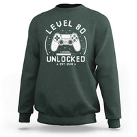 Level 80 Unlocked Video Gamer 80th Birthday Gift Sweatshirt Vintage 1946 80 Year Old Gift