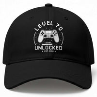 Level 70 Unlocked Video Gamer 70th Birthday Gift Baseball Cap Vintage 1956 70 Year Old Gift