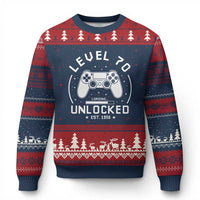 Level 70 Unlocked Video Gamer 70th Birthday Gift Ugly Christmas Sweater Vintage 1956 70 Year Old Gift