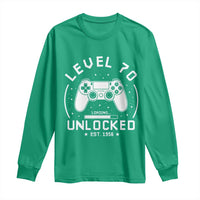 Level 70 Unlocked Video Gamer 70th Birthday Gift Long Sleeve Shirt Vintage 1956 70 Year Old Gift
