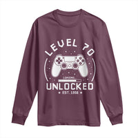 Level 70 Unlocked Video Gamer 70th Birthday Gift Long Sleeve Shirt Vintage 1956 70 Year Old Gift