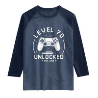 Level 70 Unlocked Video Gamer 70th Birthday Gift Raglan Shirt Vintage 1956 70 Year Old Gift