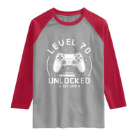 Level 70 Unlocked Video Gamer 70th Birthday Gift Raglan Shirt Vintage 1956 70 Year Old Gift
