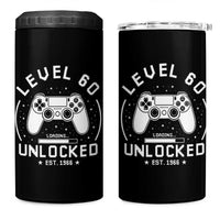 Level 60 Unlocked Video Gamer 60th Birthday Gift 4 in 1 Can Cooler Tumbler Vintage 1966 60 Year Old Gift