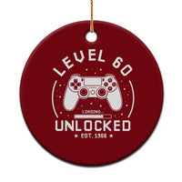 Level 60 Unlocked Video Gamer 60th Birthday Gift Ceramic Ornament Vintage 1966 60 Year Old Gift