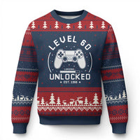 Level 60 Unlocked Video Gamer 60th Birthday Gift Ugly Christmas Sweater Vintage 1966 60 Year Old Gift
