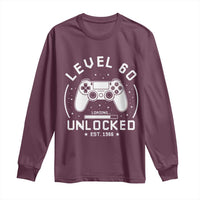 Level 60 Unlocked Video Gamer 60th Birthday Gift Long Sleeve Shirt Vintage 1966 60 Year Old Gift