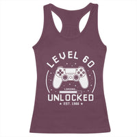 Level 60 Unlocked Video Gamer 60th Birthday Gift Racerback Tank Top Vintage 1966 60 Year Old Gift