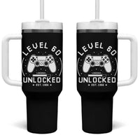 Level 60 Unlocked Video Gamer 60th Birthday Gift Tumbler With Handle Vintage 1966 60 Year Old Gift