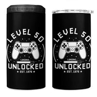Level 50 Unlocked Video Gamer 50th Birthday Gift 4 in 1 Can Cooler Tumbler Vintage 1976 50 Year Old Gift