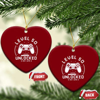 Level 50 Unlocked Video Gamer 50th Birthday Gift Ceramic Ornament Vintage 1976 50 Year Old Gift