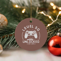 Level 50 Unlocked Video Gamer 50th Birthday Gift Ceramic Ornament Vintage 1976 50 Year Old Gift