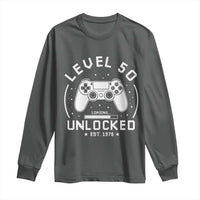 Level 50 Unlocked Video Gamer 50th Birthday Gift Long Sleeve Shirt Vintage 1976 50 Year Old Gift