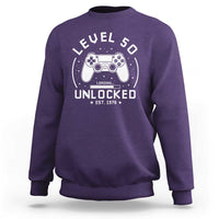 Level 50 Unlocked Video Gamer 50th Birthday Gift Sweatshirt Vintage 1976 50 Year Old Gift