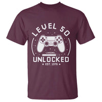 Level 50 Unlocked Video Gamer 50th Birthday Gift T Shirt Vintage 1976 50 Year Old Gift