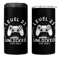 Level 21 Unlocked Video Gamer 21st Birthday Gift 4 in 1 Can Cooler Tumbler Vintage 2005 21 Year Old Gift