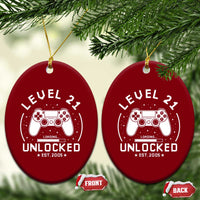 Level 21 Unlocked Video Gamer 21st Birthday Gift Ceramic Ornament Vintage 2005 21 Year Old Gift