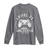 Level 21 Unlocked Video Gamer 21st Birthday Gift Long Sleeve Shirt Vintage 2005 21 Year Old Gift