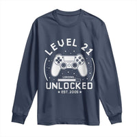 Level 21 Unlocked Video Gamer 21st Birthday Gift Long Sleeve Shirt Vintage 2005 21 Year Old Gift