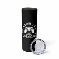 Level 21 Unlocked Video Gamer 21st Birthday Gift Skinny Tumbler Vintage 2005 21 Year Old Gift