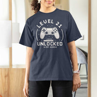 Level 21 Unlocked Video Gamer 21st Birthday Gift T Shirt For Women Vintage 2005 21 Year Old Gift