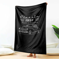 75th Birthday Throw Blanket Vintage Retro Car Classic 1951 75 Year Old Gift