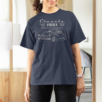 75th Birthday T Shirt For Women Vintage Retro Car Classic 1951 75 Year Old Gift
