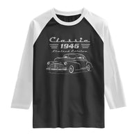 80th Birthday Raglan Shirt Vintage Retro Car Classic 1946 80 Year Old Gift