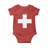 Swiss Vintage Cross Flag Switzerland Baby Onesie
