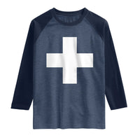 Swiss Vintage Cross Flag Switzerland Raglan Shirt