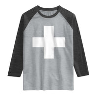 Swiss Vintage Cross Flag Switzerland Raglan Shirt