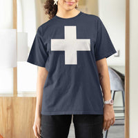 Swiss Vintage Cross Flag Switzerland T Shirt For Women