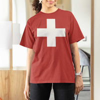 Swiss Vintage Cross Flag Switzerland T Shirt For Women