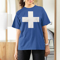 Swiss Vintage Cross Flag Switzerland T Shirt For Women