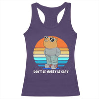 Funny Capybara Racerback Tank Top Vintage Rodent Dont Be Worry Be Capy Chill Capybara