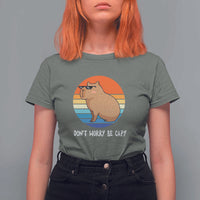 Funny Capybara T Shirt For Women Vintage Rodent Dont Be Worry Be Capy - Wonder Print Shop