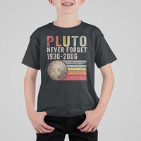 Never Forget Pluto T Shirt For Kid Retro Style Funny Space Science - Wonder Print Shop