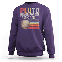 Never Forget Pluto Sweatshirt Retro Style Funny Space Science - Wonder Print Shop