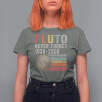 Never Forget Pluto T Shirt For Women Retro Style Funny Space Science - Wonder Print Shop