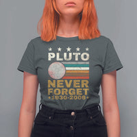 Never Forget Pluto T Shirt For Women Retro Style Funny Space Science 1930-2006 - Wonder Print Shop