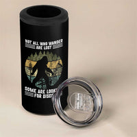 Funny Bigfoot Disc Golf 4 in 1 Can Cooler Tumbler Not All Who Wander Are Lost Sasquatch Lovers