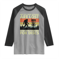 Funny Disc Golf Bigfoot Raglan Shirt Vintage Sasquatch Sports Golfer Dad Frisbee - Wonder Print Shop
