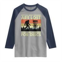 Funny Disc Golf Bigfoot Raglan Shirt Vintage Sasquatch Sports Golfer Dad Frisbee - Wonder Print Shop