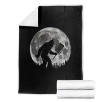Disc Golf Bigfoot Throw Blanket Funny Cool Full Moon & Trees Sasquatch - Wonder Print Shop