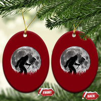 Disc Golf Bigfoot Ceramic Ornament Funny Cool Full Moon & Trees Sasquatch - Wonder Print Shop