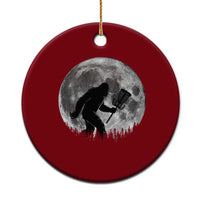 Disc Golf Bigfoot Ceramic Ornament Funny Cool Full Moon & Trees Sasquatch - Wonder Print Shop