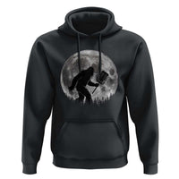 Disc Golf Bigfoot Hoodie Funny Cool Full Moon & Trees Sasquatch - Wonder Print Shop