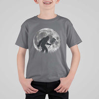 Disc Golf Bigfoot T Shirt For Kid Funny Cool Full Moon & Trees Sasquatch - Wonder Print Shop