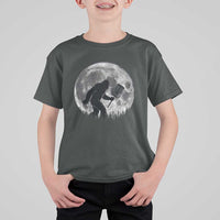 Disc Golf Bigfoot T Shirt For Kid Funny Cool Full Moon & Trees Sasquatch - Wonder Print Shop